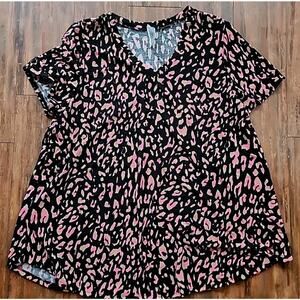 Honey Me Curvy Swing Top Pink And Black Cheetah Print Womens Size XXXL
